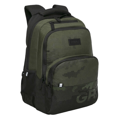 Рюкзак GRIZZLY школьный, анатом. спинка, 2 отделения, д/мальч., MILITARY, 45х32х23 см, RU-330-7/3 по низкой цене оптом 