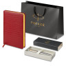 Ручка шариковая PARKER Jotter Core Stainless Steel GT, ежедневник А5 красный, пакет, по низкой цене оптом 