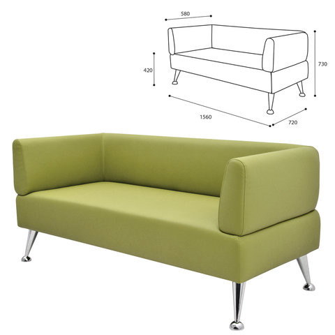 Диван мягкий трехместный "Норд", "V-700", 1560х720х730 мм, c подлокотниками, экокожа, светло-зеленый по низкой цене оптом 
