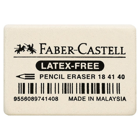 Ластик FABER-CASTELL "Latex-Free", 37x25x7 мм, белый, прямоугольный, 184140 по низкой цене оптом 