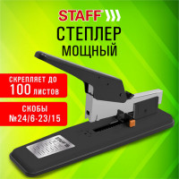 Степлер МОЩНЫЙ №24/6-23/15 металлический STAFF "HEAVY DUTY ECO", до 100 листов, черный, 272736