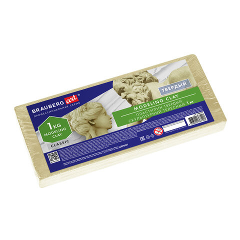 Пластилин скульптурный BRAUBERG ART CLASSIC, телесный, 1 кг, твердый, 106527 по низкой цене оптом 