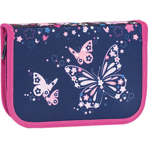 Пенал TIGER FAMILY с наполнением, 1 отделение, 16 предметов, "Butterfly Mistery", 20х14х4 см, 270232 по низкой цене оптом 