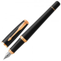 Ручка перьевая PARKER "Urban Core Muted Black GT", корпус черный матовый лак, позолоченные детали, синяя, 1931593