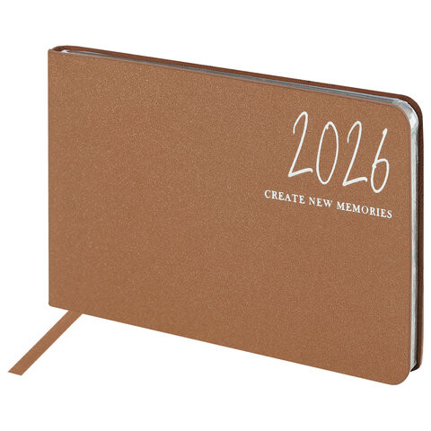 Еженедельник датированный 2026 МАЛЫЙ ФОРМАТ 105х160мм А6 BRAUBERG Blaze, фольга, коричневый, 117217 по низкой цене оптом 