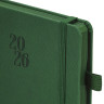 Ежедневник датированный 2026, А5, 138х213 мм, BRAUBERG "Plain", под кожу, резинка, держатель для ручки, темно-зеленый, 117507 по низкой цене оптом 