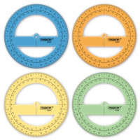 Транспортир 10 см, 360 градусов, ПИФАГОР, прозрачный, неоновый, ассорти, 210848