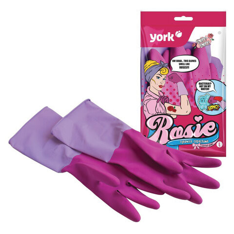 Перчатки резиновые, х/б напыление, рифленые пальцы, размер L, Роза, 75 г, ПРОЧНЫЕ, YORK, 92370 по низкой цене оптом  Перчатки резиновые, х/б напыление, рифленые пальцы, размер L, Роза, 75 г, ПРОЧНЫЕ, YORK, 92370 по низкой цене оптом
