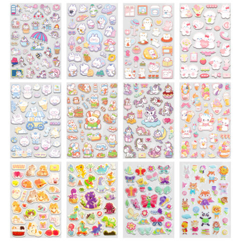 Наклейки объемные "Яркий микс", 19х13,5 см, ассорти 12 видов, FUNSTER (ФАНСТЕР), 666087 по низкой цене оптом 