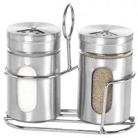 Набор для специй 2*100 мл, ULTRA, подставка+солонка+перечница, 3 типа отверстий, WEGLA (ВЕГЛА), 700235