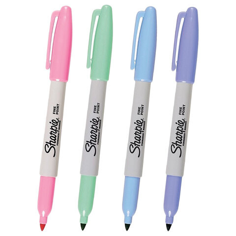 Маркеры перманентные НАБОР 4 ЦВЕТА SHARPIE "Fine Pastel", круглый наконечник, 1 мм, 2065402 по низкой цене оптом 