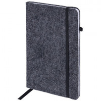 Блокнот А5 138x213мм BRAUBERG "Voylok" войлок, резинка, держатель, 80л клетка, черный, 117134