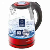 Чайник SCARLETT SC-EK27G99, 1,7 л, 2200Вт, закрытый нагревательный элемент, стекло, красный