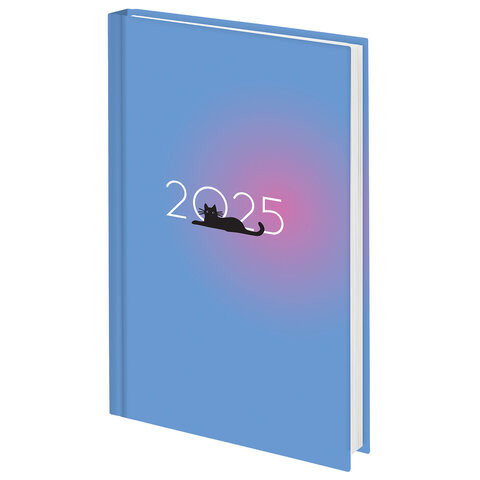 Ежедневник датированный 2025 145х215мм, А5, STAFF, ламинир обложка, Котик, 116031 по низкой цене оптом 