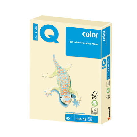 Бумага цветная IQ color БОЛЬШОЙ ФОРМАТ (297х420 мм), А3, 80 г/м2, 500 л., пастель, ванильная, BE66 по низкой цене оптом 