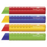 Ластик большой FABER-CASTELL "Tri", 83х12,6х12,3 мм, цвет ассорти, треугольный, пластиковый держатель ассорти, 182334 по низкой цене оптом 