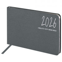 Еженедельник датированный 2026 МАЛЫЙ ФОРМАТ 105х160мм А6 BRAUBERG Blaze, фольга, серый, 117218