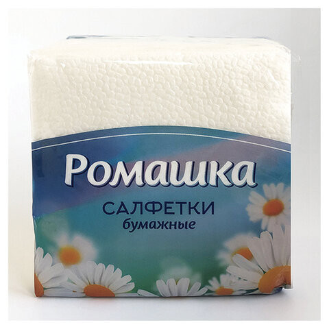 Салфетки бумажные 70 шт., 23х23,5 см, Ромашка, белые, ш/к 72231, 2232 по низкой цене оптом 