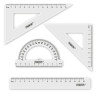 Набор чертежный ПИФАГОР (линейка 16 см, 2 треугольника, транспортир), прозрачный, европодвес, 210850 по низкой цене оптом 
