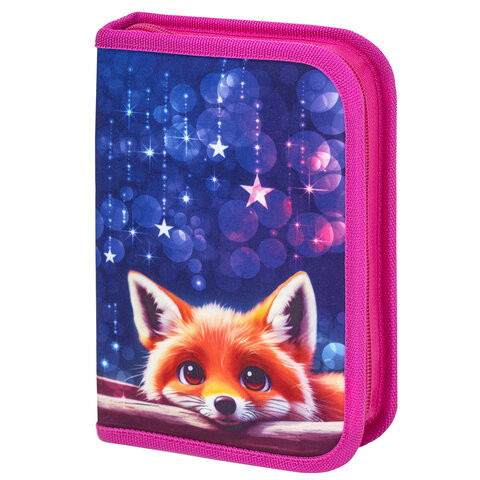 Пенал BRAUBERG, 1 отделение, 2 откидные планки, полиэстер, 21х14 см, Cute fox, 272318 по низкой цене оптом 