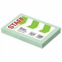 Блок самоклеящийся (стикеры) STAFF STANDARD, ПАСТЕЛЬНЫЙ 76х51 мм, зеленый, 100 листов, 116583