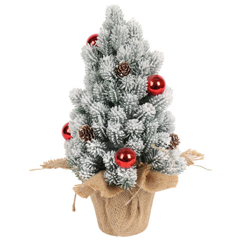 Ель новогодняя искусственная 32 см, заснеженная с декором, литой ПЭТ, ЗОЛОТАЯ СКАЗКА, 592514 по низкой цене оптом Ель новогодняя искусственная 32 см, заснеженная с декором, литой ПЭТ, ЗОЛОТАЯ СКАЗКА, 592514 по низкой цене оптом