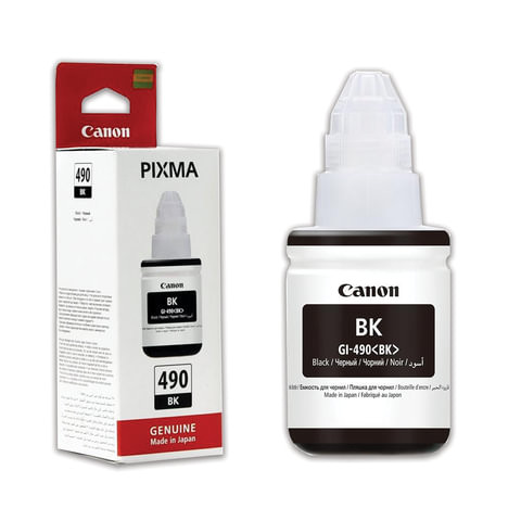 Чернила CANON (GI-490BK) для СНПЧ Pixma G1400\G2400\G3400, черные, ресурс 6000 стр., оригинальные, 0663C001 по низкой цене оптом 