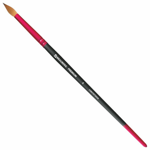 Кисть синтетика, круглая №4, BRAUBERG PREMIUM, 201003 по низкой цене оптом 