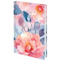 Ежедневник датированный 2025 145х215мм, А5, STAFF, ламинир обложка, Flowers, 116032