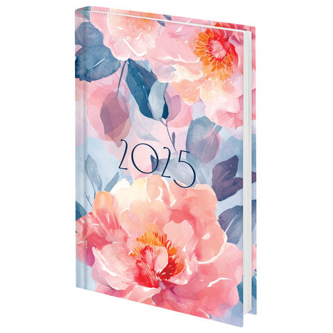 Ежедневник датированный 2025 145х215мм, А5, STAFF, ламинир обложка, Flowers, 116032 по низкой цене оптом 