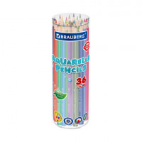 Карандаши цветные акварельные BRAUBERG PREMIUM AQUARELLE 36 цветов, трёхгранный корпус, мягкий грифель, упаковка пластиковая туба, 181933