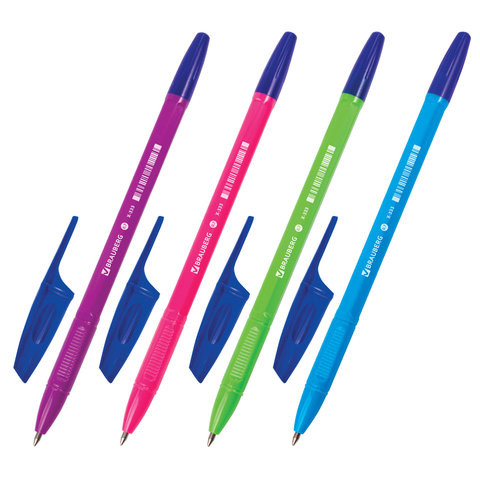 Ручка шариковая BRAUBERG "X-333" NEON SOLID, СИНЯЯ, корпус ассорти, узел 0,7 мм, линия письма 0,35 мм, 142831 по низкой цене оптом Краснодар, Москва, Уфа, Казань, Барнаул, Владивосток, Хабаровск, Сахалин, Красноярск, Екатеренбург, 