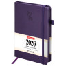 Ежедневник датированный 2026, А5, 138х213 мм, BRAUBERG "Plain", под кожу, резинка, держатель для ручки, фиолетовый, 117509 по низкой цене оптом 