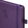 Ежедневник датированный 2026, А5, 138х213 мм, BRAUBERG "Plain", под кожу, резинка, держатель для ручки, фиолетовый, 117509 по низкой цене оптом 