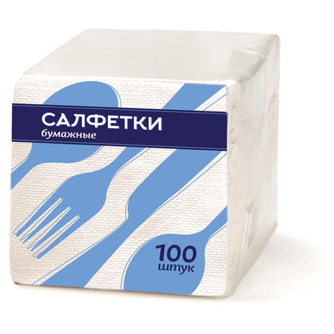 Салфетки бумажные 100 шт., 24х24 см, Ромашка, белые, ш/к 71432, 1436 по низкой цене оптом 