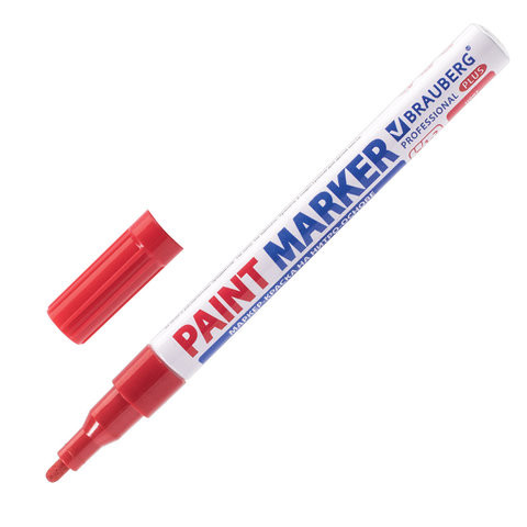 Маркер-краска лаковый (paint marker) 2 мм, КРАСНЫЙ, НИТРО-ОСНОВА, алюминиевый корпус, BRAUBERG PROFESSIONAL PLUS, 151440 по низкой цене оптом Краснодар, Москва, Уфа, Казань, Барнаул, Владивосток, Хабаровск, Сахалин, Красноярск, Екатеренбург, 