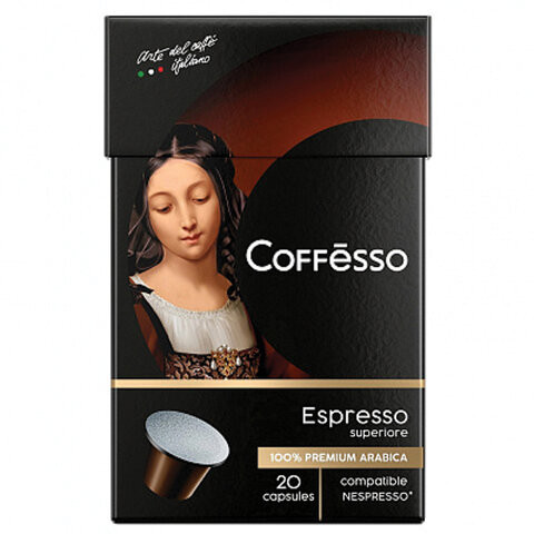 Кофе в капсулах COFFESSO "Espresso Superiore" для кофемашин Nespresso, 100% арабика, 20 порций, 101230 по низкой цене оптом Кофе в капсулах COFFESSO "Espresso Superiore" для кофемашин Nespresso, 100% арабика, 20 порций, 101230 по низкой цене оптом