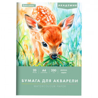 Папка для акварели А4, 20л., 200 г/м2, 210х297мм, BRAUBERG АКАДЕМИЯ, "Оленёнок", 117746