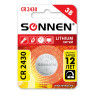 Батарейка литиевая "таблетка, дисковая, кнопочная" 1шт, SONNEN Lithium CR2430 в блистере, 455600 по низкой цене оптом Краснодар, Москва, Уфа, Казань, Барнаул, Владивосток, Хабаровск, Сахалин, Красноярск, Екатеренбург, 
