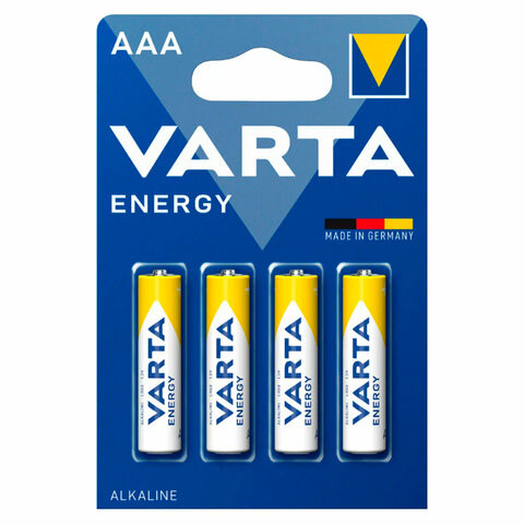 Батарейки алкалиновые "мизинчиковые" КОМПЛЕКТ 4 шт., VARTA ENERGY, ААА (LR03,15А), блистер, 4103229414 по низкой цене оптом 