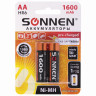 Батарейки аккумуляторные SONNEN, АА (HR06), Ni-Mh, 1600 mAh, 2 шт., в блистере, 454233 по низкой цене оптом 