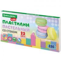 Пластилин классический пастельные цвета BRAUBERG KIDS, 22 цвета, 330 г, стек, 106682