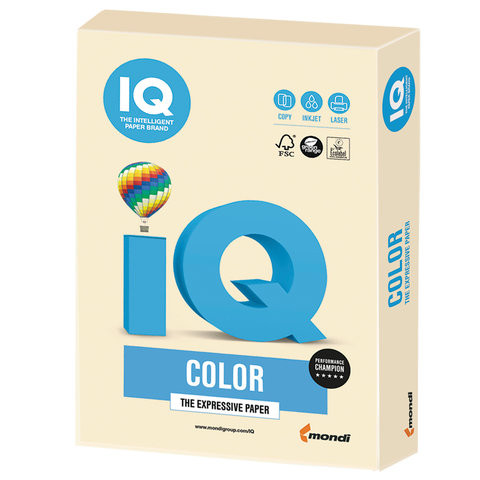 Бумага цветная IQ color, А4, 160 г/м2, 250 л., пастель, кремовая, CR20 по низкой цене оптом 