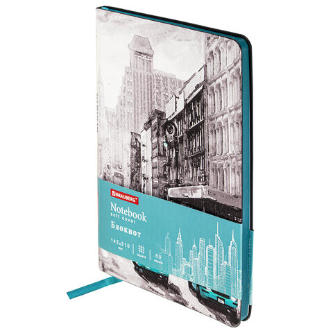Блокнот А5 (143x210 мм), BRAUBERG VISTA "Old New York", под кожу, гибкий, 80 л., 112062 по низкой цене оптом 
