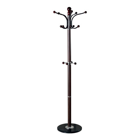 Вешалка-стойка BRABIX "CR-274", металл/мрамор, 1,8 м, на диске диаметром 36 см, 5 крючков + 4 дополнительных, венге, 601744 по низкой цене оптом 