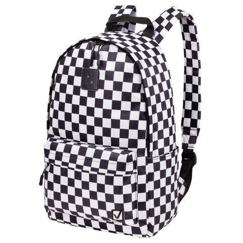 Рюкзак BRAUBERG POSITIVE универсальный, потайной карман, "Black and White", 42х28х14 см, 270777 по низкой цене оптом 