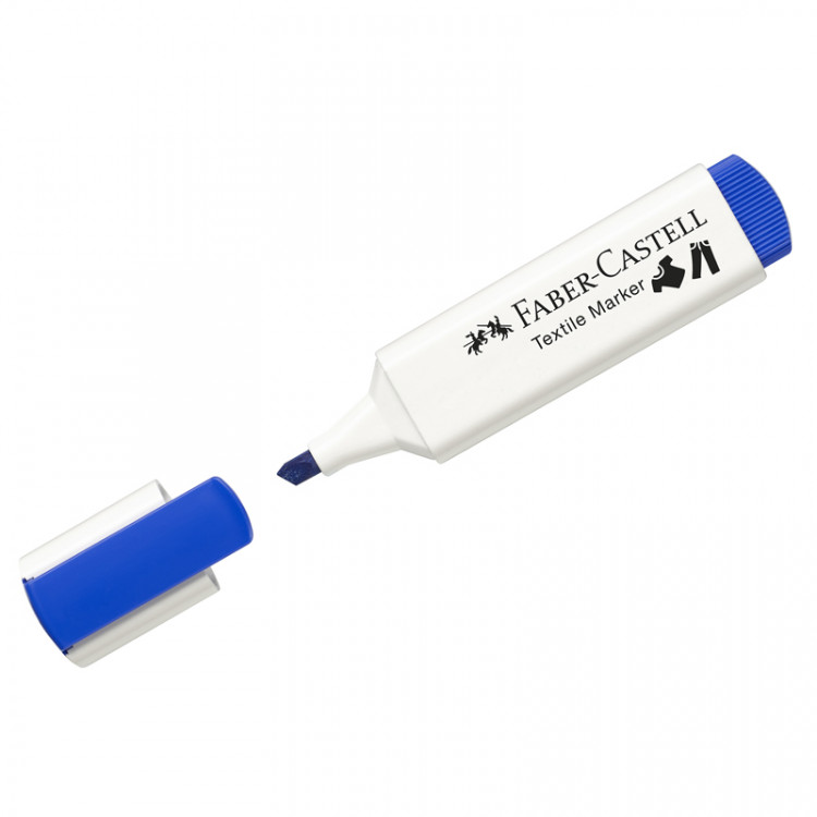 Маркер перманентный для ткани Faber-Castell "Textile" синий, 1-5мм по низкой цене оптом Краснодар, Москва, Уфа, Казань, Барнаул, Владивосток, Хабаровск, Сахалин, Красноярск, Екатеренбург, 