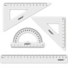 Набор чертежный ПИФАГОР (линейка 20 см, 2 треугольника, транспортир), прозрачный, 210852 - Принадлежности для черчения | СнабС