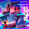 Тетради ДЭК А5 96 л. КОМПЛЕКТ 5 шт., BRAUBERG скоба, клетка, матовая ламинация, "Аниме Delight", 404692 по низкой цене оптом 