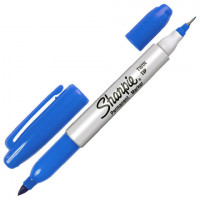 Маркер перманентный двусторонний СИНИЙ SHARPIE "Twin Tip", наконечники 0,9 / 0,5 мм, S0811120